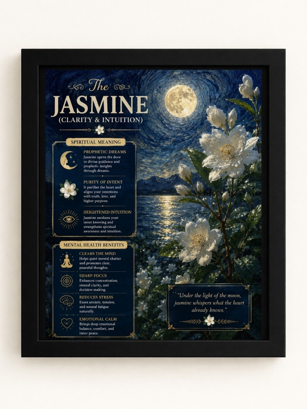The Jasmine Botanical A.I. Art Print 8x10 Frame